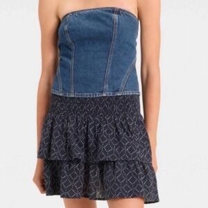 Universal Thread Denim Corset Top Women Size 10 Dark Wash New With Tags